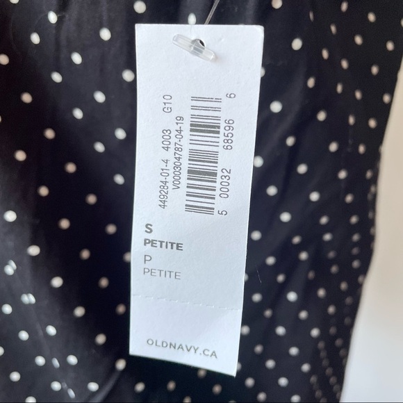 NEW WITH TAGS Old Navy black white polka dot  long sleeved blouse collared shirt - Picture 6 of 8
